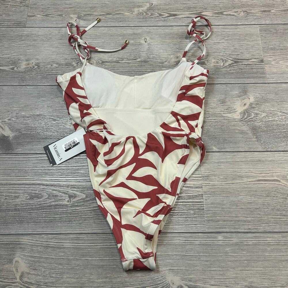 Vitamin A Terra Cutout One-Piece Swimsuit Terracotta Floral Size M - Picture 4 of 5